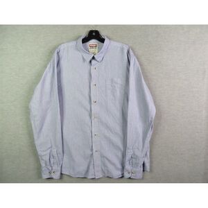Wrangler‎ Mens Shirt Extra Large XL Blue Stripe Button Up Long Sleeve Rodeo VTG